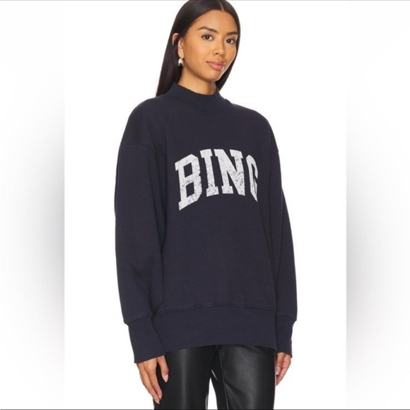 Price firm TY! NWT Anine Bing Bradie sweatshirt in navy - size small - Picture 2 of 7